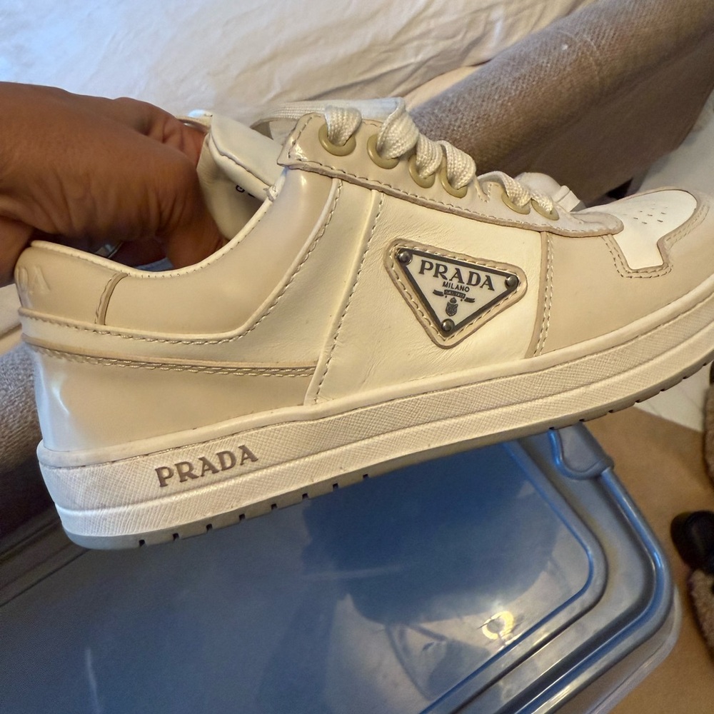 Prada Cream Leather Sneakers